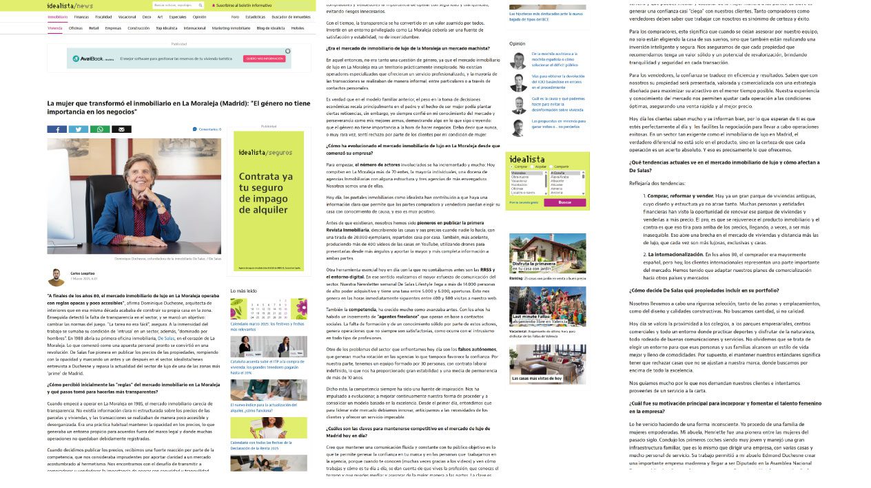 La mujer que transformó el inmobiliario en La Moraleja: “El género no tiene importancia en los negocios”